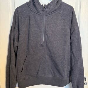 Gray Half-Zip Sweatshirt with Mock Neck